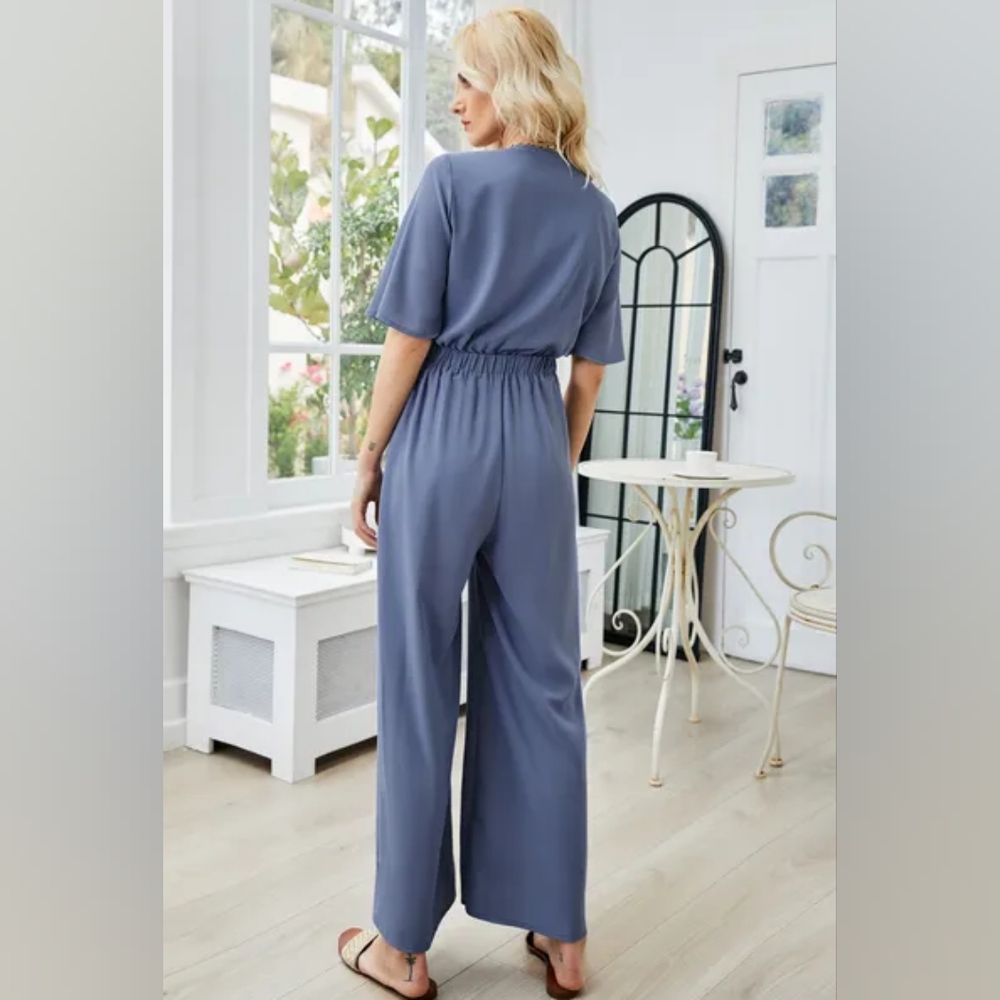 NWT Tie Front Cutout Wide Leg Jumpsuit - Picture 3 of 3